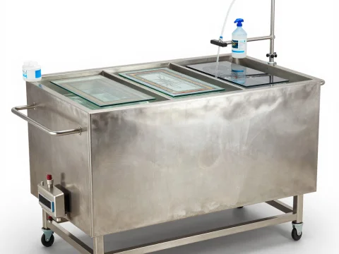 Stainless Steel Glass Cleaning Station with Water Flow