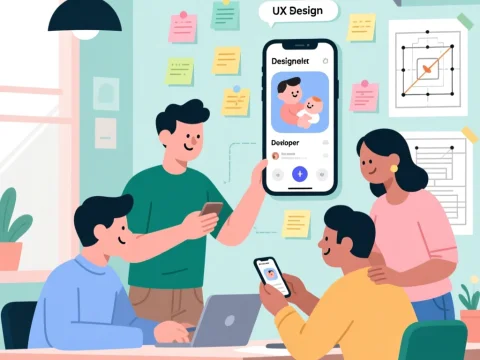Startup Team Collaborating on Parenting App UX Design