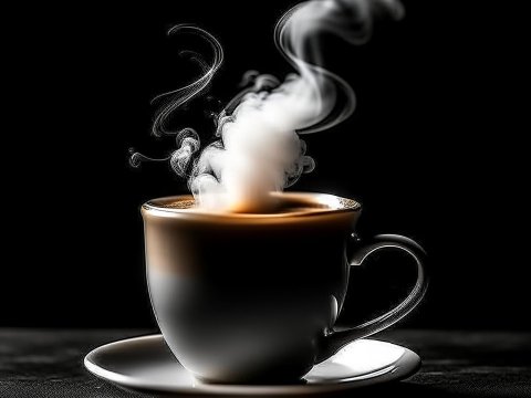 Steaming Hot Coffee Cup on Dark Background