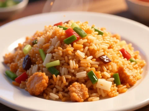 Steaming Korean Fried Rice with Vegetables