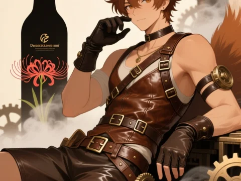 Steampunk Anime Adventurer with Fox Ears and Goggles