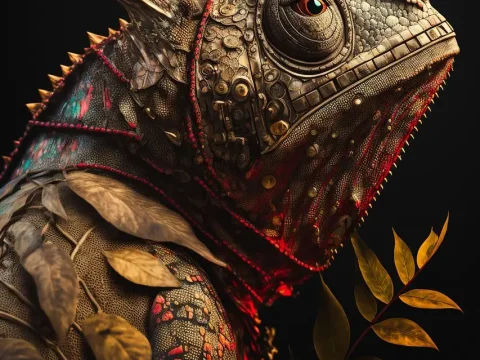 Steampunk Chameleon with Intricate Mechanical Details