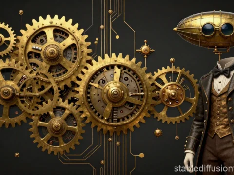 Steampunk Gentleman with Intricate Clockwork Gears