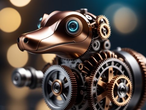 Steampunk Mechanical Otter with Intricate Gears