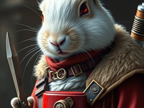 Steampunk Rabbit Warrior in Detailed Realistic Portrait