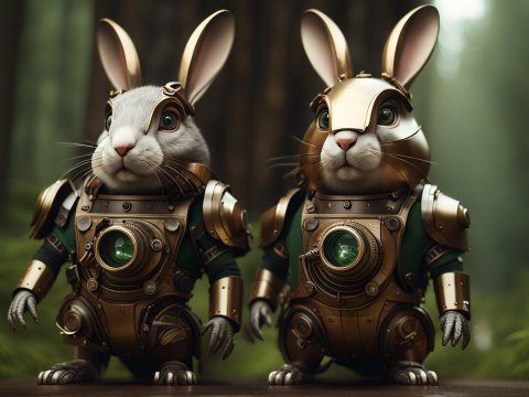 Steampunk Rabbits in Intricate Mechanical Armor