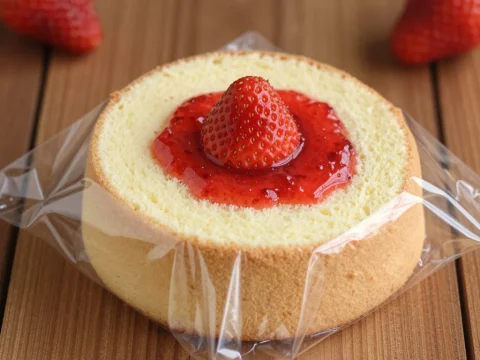 Strawberry Sponge Cake with Fresh Strawberry and Jam