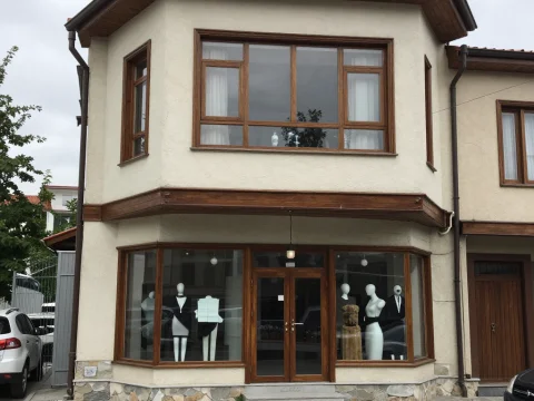 Street View of Boutique with Mannequins in Display Windows
