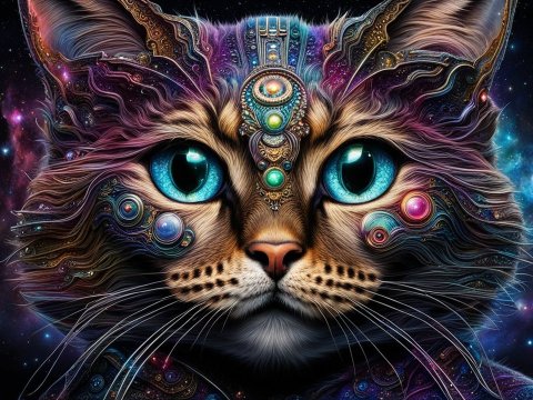 Stunning Cosmic Cat Alien Hybrid with Intricate Details