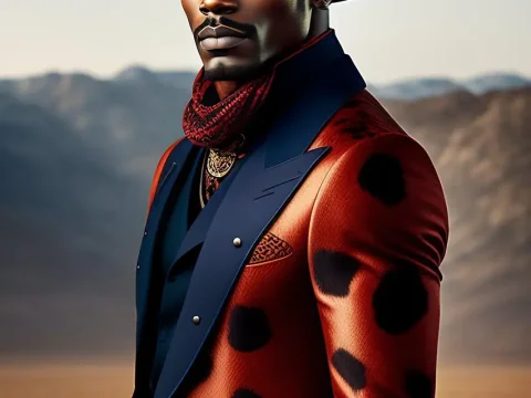 Stylish Cowboy in Patterned Jacket and Hat