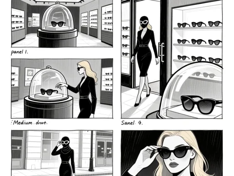 Stylish Sunglasses Commercial Storyboard in Black and White
