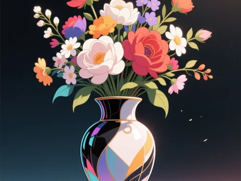 Stylish Vase with Colorful Bouquet