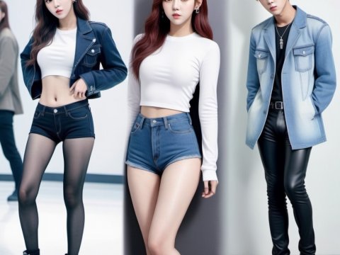 Stylish Young Adults in Modern Casual Denim Fashion