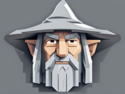Stylized 3D Render of a Wizard's Face