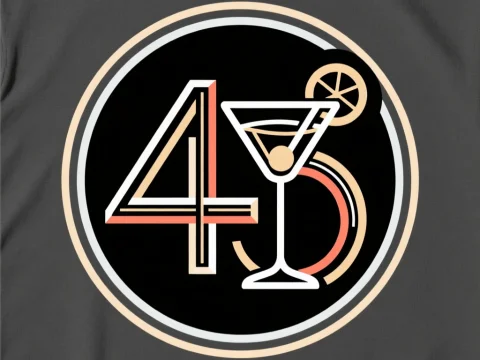 Stylized 45 Cocktail Icon with Citrus Garnish