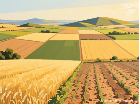 Stylized Alentejo Wheat Fields Landscape