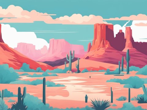 Stylized Arizona Sky Island Desert Landscape