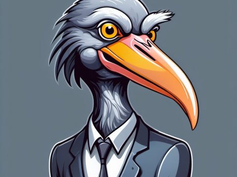 Stylized Bird Character in Business Suit