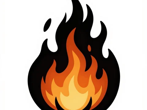 Stylized Black and Orange Fire Flame Icon