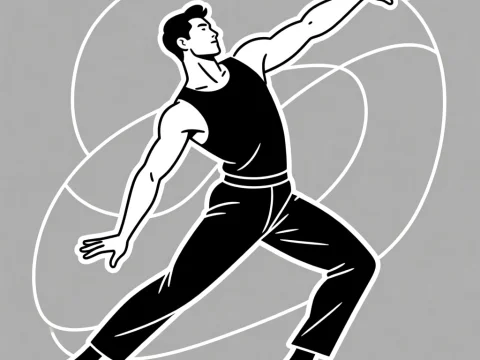 Stylized Black and White Male Dancer Pose Illustration