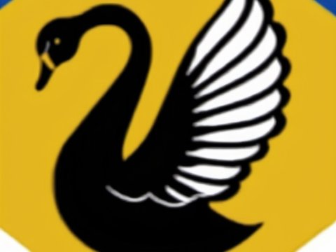 Stylized Black Swan Emblem on Yellow Hexagon