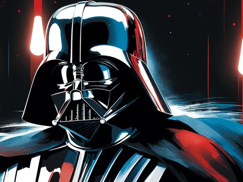 Stylized Darth Vader Graphic Novel Illustration
