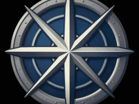 Stylized Eight-Pointed Star Emblem with Metallic Finish