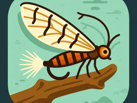 Stylized Elk Hair Caddis Fly Illustration