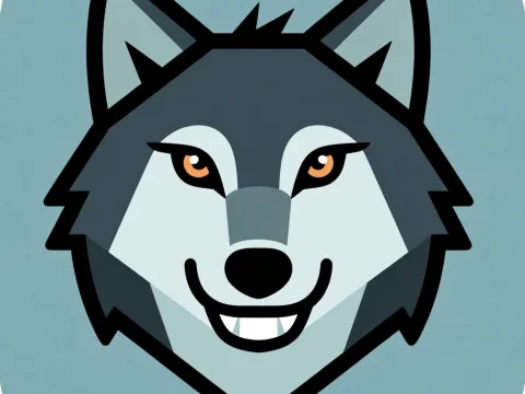 Stylized Geometric Wolf Head Illustration
