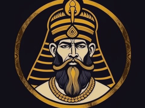 Stylized Illustration of a Regal Ancient King