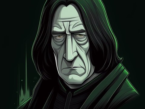 Stylized Illustration of a Somber Character with Dark Hair