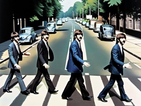 Stylized Illustration of Iconic Abbey Road Crossing