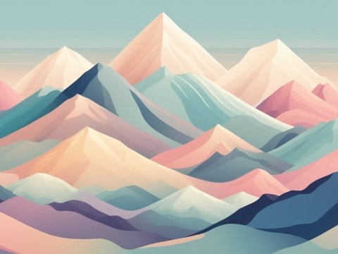 Stylized Layered Mountains in Soft Pastel Colors