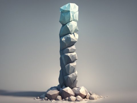 Stylized Low-Poly Stone Pillar Sculpture