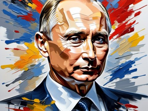 Stylized Portrait of a Man with Abstract Color Splashes