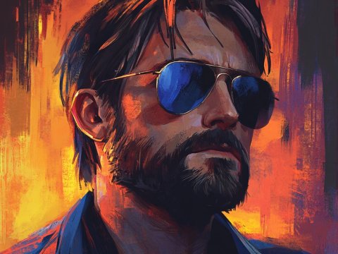 Stylized Portrait of a Man with Sunglasses