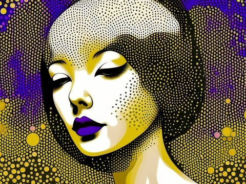 Stylized Portrait of a Woman with Dot Pattern
