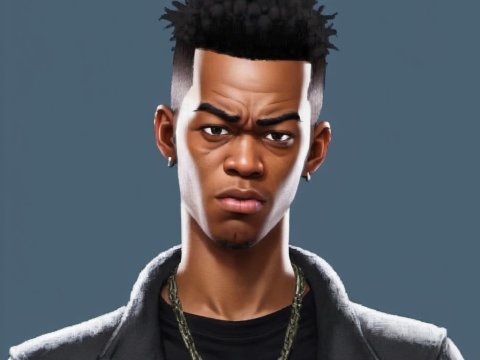 Stylized Portrait of a Young Man with Spiked Hair