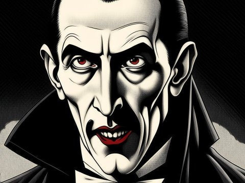 Stylized Portrait of Classic Dracula Character