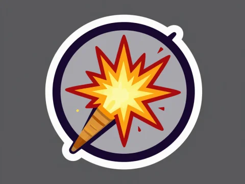 Stylized Sparkler Icon with Bright Burst