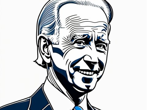 Stylized Vector Portrait of a Smiling Man in Suit