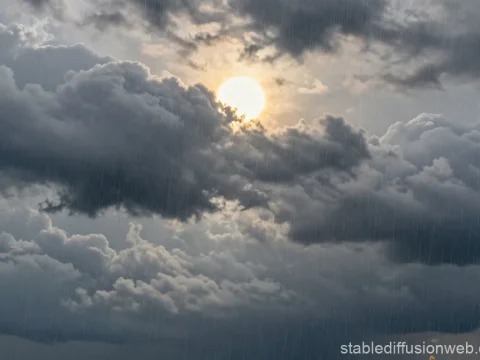 Sun Breaking Through Rainy Clouds