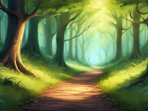 Sunlit Forest Path Illustration