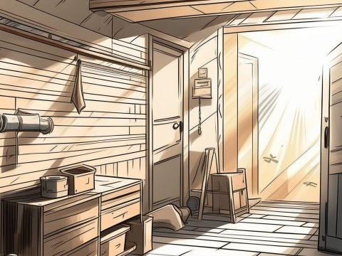 Sunlit Rustic Interior with Wooden Furniture