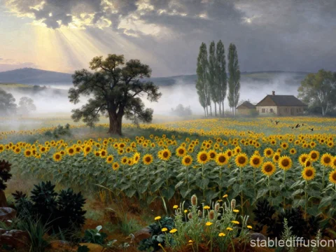 Sunrise Over Ludogorie Sunflower Fields