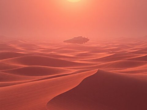 Sunset Over Expansive Desert Dunes