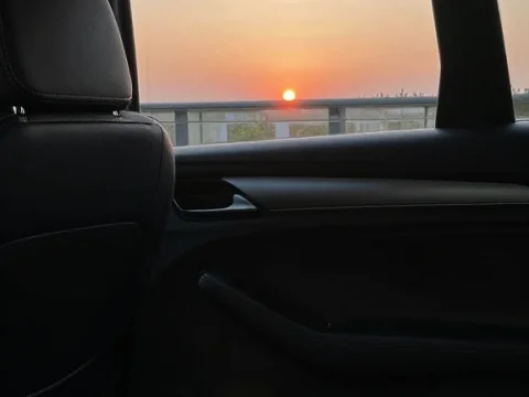 Sunset View from Inside a Car
