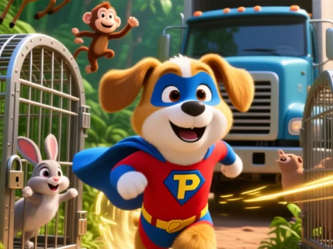 Super Puppy Hero Running to Save Jungle Animals