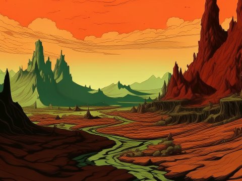 Surreal Desert Landscape with Dramatic Rock Formations