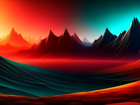 Surreal Dual-Toned Mountain Landscape at Sunset